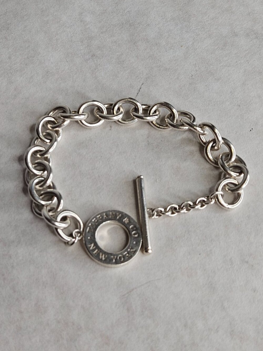 Tiffany & Co 925 Sterling Silver Chain Link Toggle Bracelet 6.25 Inches